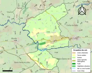 Carte en couleurs présentant l'occupation des sols.