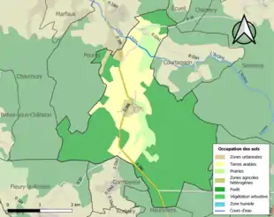 Carte en couleurs présentant l'occupation des sols.