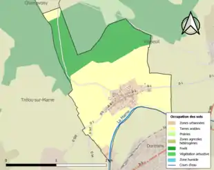 Carte en couleurs présentant l'occupation des sols.