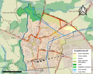 Carte en couleurs présentant l'occupation des sols.