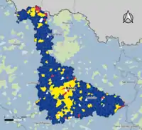 Candidat arrivé en tête au 1er&nbsp;tour par commune.  Emmanuel MacronMarine Le PenJean-Luc MélenchonValérie PécresseDeux à égalité