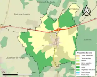 Carte en couleurs présentant l'occupation des sols.