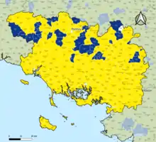Candidat arrivé en tête au 2d&nbsp;tour par commune.  Emmanuel MacronMarine Le PenÉgalité