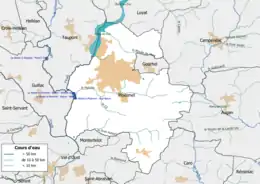 Carte du réseau hydrographique de la commune de Ploërmel.