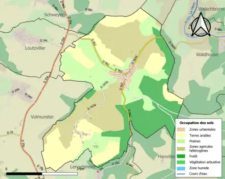 Carte en couleurs présentant l'occupation des sols.