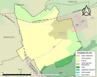 Carte en couleurs présentant l'occupation des sols.