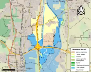 Carte en couleurs présentant l'occupation des sols.