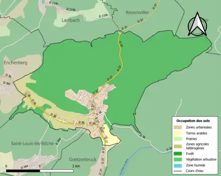 Carte en couleurs présentant l'occupation des sols.