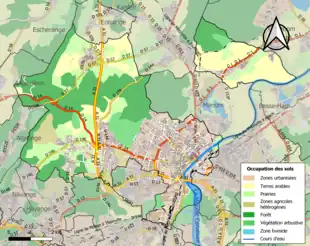 Carte en couleurs présentant l'occupation des sols.