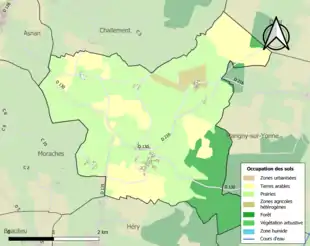 Carte en couleurs présentant l'occupation des sols.
