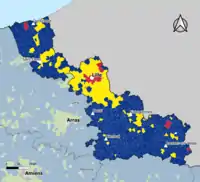 Candidat arrivé en tête au 1er&nbsp;tour par commune.  Emmanuel MacronMarine Le PenJean-Luc MélenchonDeux à égalité