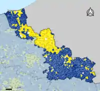 Candidat arrivé en tête au 2d&nbsp;tour par commune.  Emmanuel MacronMarine Le PenÉgalité