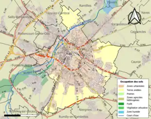 Carte en couleurs présentant l'occupation des sols.