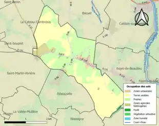 Carte en couleurs présentant l'occupation des sols.