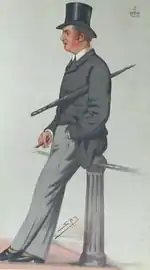 Le grand-père paternel de Blanche, 5e marquis de Waterford (1844-1895), caricature de Leslie Ward, Vanity Fair (1879).
