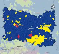 Candidat arrivé en tête au 1er&nbsp;tour par commune.  Emmanuel MacronMarine Le PenJean-Luc MélenchonDeux à égalité