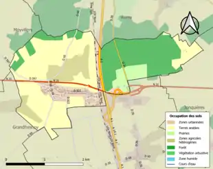 Carte en couleurs présentant l'occupation des sols.