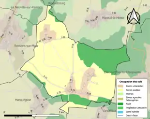 Carte en couleurs présentant l'occupation des sols.