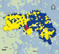 Candidat arrivé en tête au 1er&nbsp;tour par commune.  Emmanuel MacronMarine Le PenJean-Luc MélenchonDeux à égalité