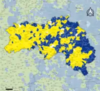 Candidat arrivé en tête au 2d&nbsp;tour par commune.  Emmanuel MacronMarine Le PenÉgalité