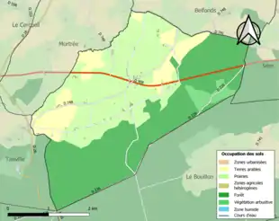 Carte en couleurs présentant l'occupation des sols.