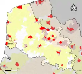 Localisation de l'aire d'attraction de Berck dans le département du Pas-de-Calais.