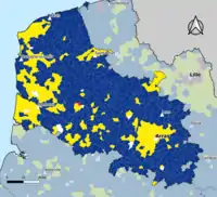 Candidat arrivé en tête au 1er&nbsp;tour par commune.  Emmanuel MacronMarine Le PenJean-Luc MélenchonDeux à égalité