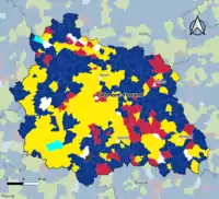 Candidat arrivé en tête au 1er&nbsp;tour par commune.  Emmanuel MacronMarine Le PenJean-Luc MélenchonÉric ZemmourJean LasalleDeux à égalité