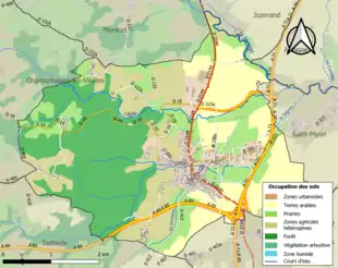 Carte en couleurs présentant l'occupation des sols.