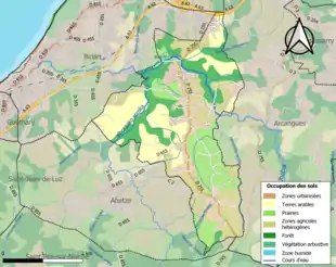 Carte en couleurs présentant l'occupation des sols.