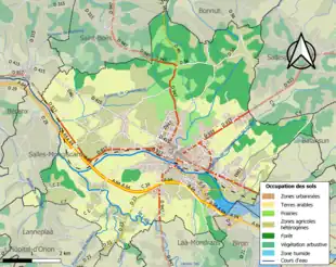 Carte en couleurs présentant l'occupation des sols.