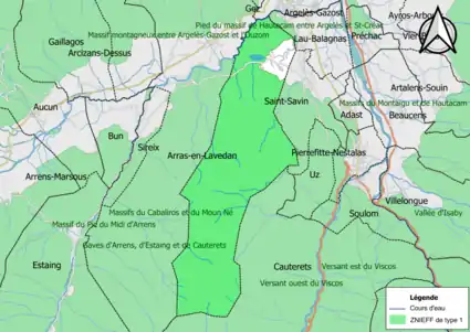 Carte de la ZNIEFF de type 1 sur la commune.