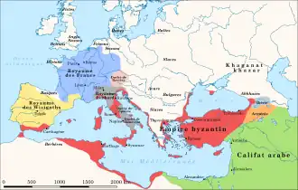 Carte du monde méditerranéen vers 650