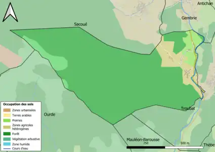 Carte en couleurs présentant l'occupation des sols.