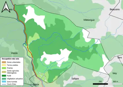 Carte en couleurs présentant l'occupation des sols.