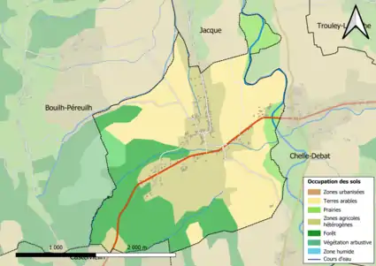 Carte en couleurs présentant l'occupation des sols.