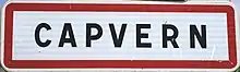 Panneau d'entrée de l'agglomération de Capvern