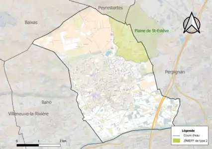 Carte de la ZNIEFF de type 2 sur la commune.