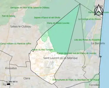 Carte des ZNIEFF de type 1 sur la commune.