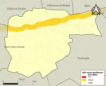 Carte des zones d'aléa retrait-gonflement des argiles.