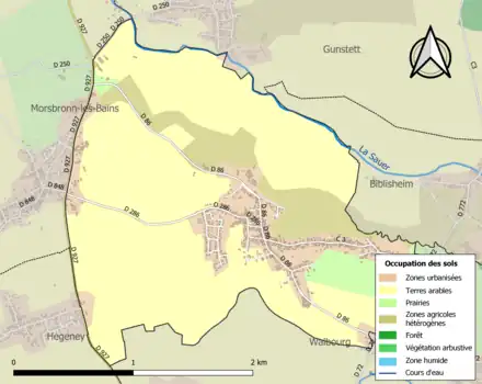 Carte en couleurs présentant l'occupation des sols.