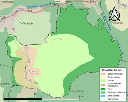 Carte en couleurs présentant l'occupation des sols.