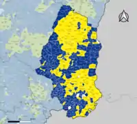 Candidat arrivé en tête au 2d&nbsp;tour par commune.  Emmanuel MacronMarine Le PenÉgalité