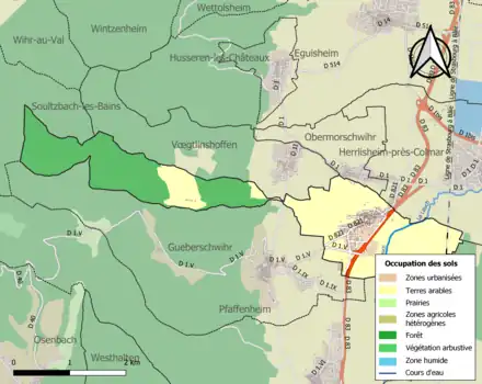 Carte en couleurs présentant l'occupation des sols.