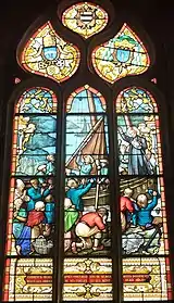 Ploaré : église Saint-Herlé, vitrail "Les adieux de Michel Le Nobletz".