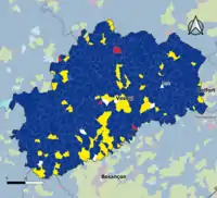 Candidat arrivé en tête au 1er&nbsp;tour par commune.  Emmanuel MacronMarine Le PenJean-Luc MélenchonValérie PécresseDeux à égalité