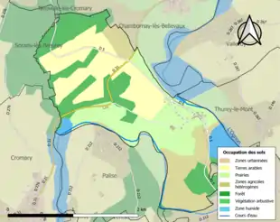 Carte en couleurs présentant l'occupation des sols.