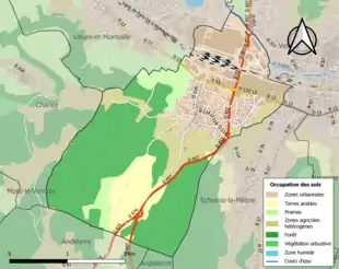 Carte en couleurs présentant l'occupation des sols.