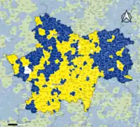 Candidat arrivé en tête au 2d&nbsp;tour par commune.  Emmanuel MacronMarine Le PenÉgalité