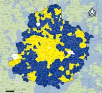 Candidat arrivé en tête au 2d&nbsp;tour par commune.  Emmanuel MacronMarine Le PenÉgalité